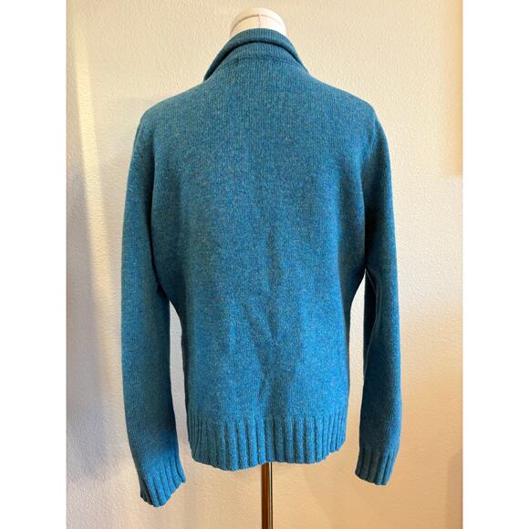 ANTHROPOLOGIE Lambswool Sweater Blazer | Blue Turquoise Autumn Cardigan | MEDIUM - Picture 6 of 9
